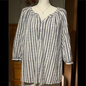 Pretty! Spring Blue and White Striped Blouse